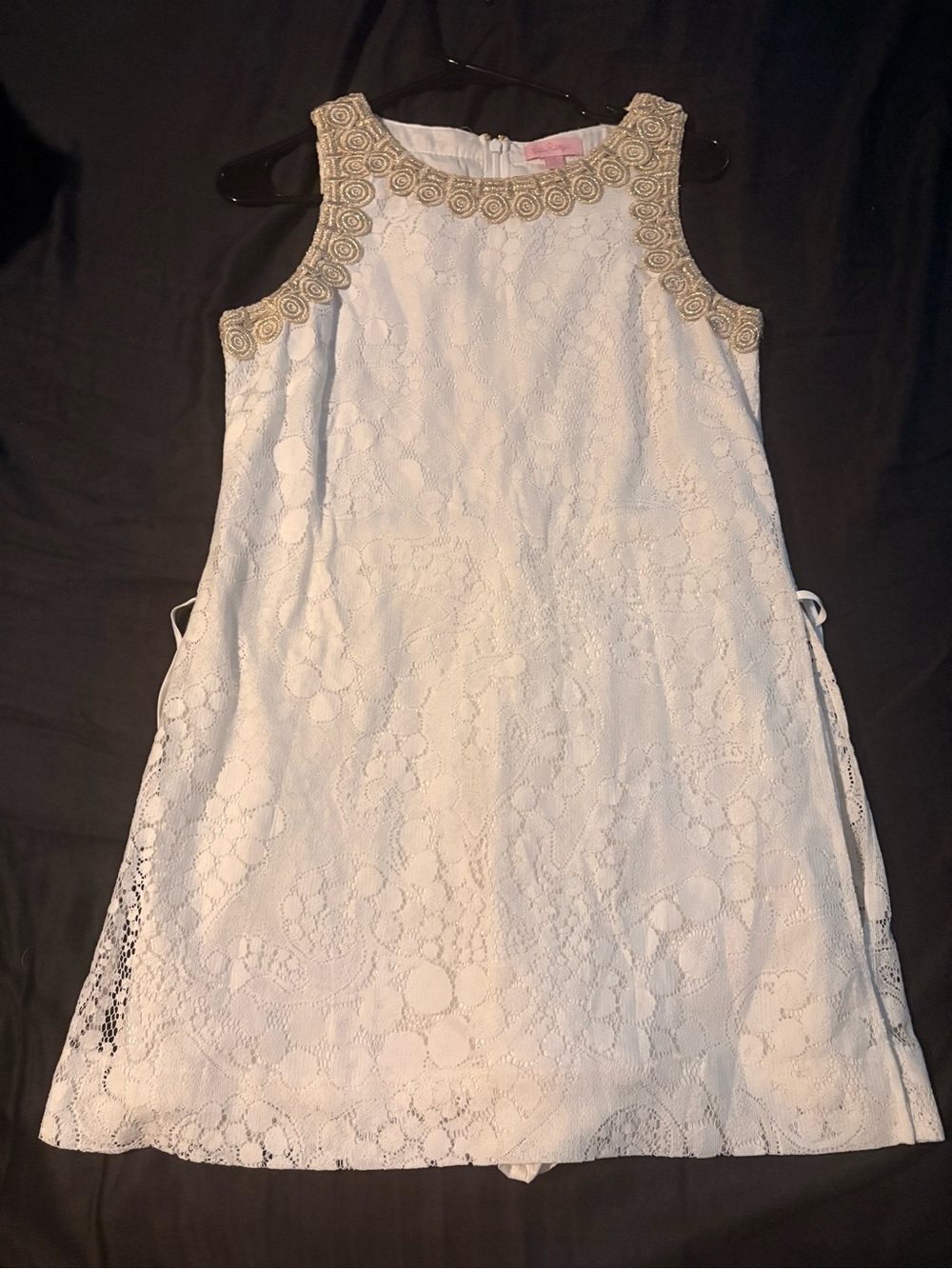 White Lace  rompers with Gold Trim